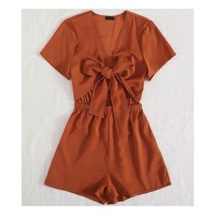 Burnt orange open front romper